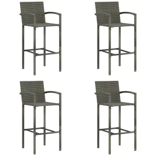 vidaXL Barhocker 4 Stk. Grau Poly Rattan