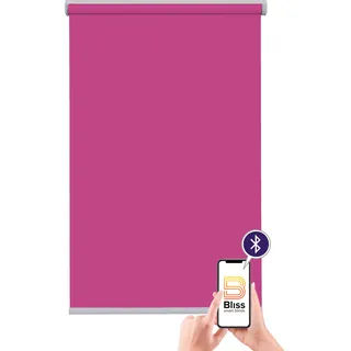 sunlines Elektrisches Rollo »Las Vegas« verdunkelnd Verdunkelung mit Bohren freihängend appgesteuert via Bluetooth, mit Motor und Akku, silberner Fallstab, pink