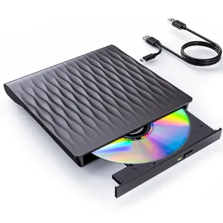 DANGZW Externes DVD CD Laufwerk, USB 3.0 Typ-C Slim Tragbares CD DVD +/- RW ROM Laufwerk Extern USB, DVD Brenner, Player, und Writer für Laptop PC, Windows 11/10/8/7/XP/Vista, Linux und MacOS