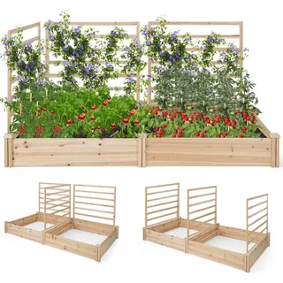 Costway Hochbeet mit Rankgitter 222 x 114 x 110 cm Naturbelassen