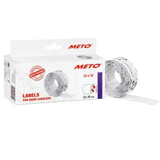 METO Preisauszeichner Etiketten (22x16 mm, 2-zeilig, 6.000 Stück, weiß, permanent, Preisetiketten für Meto, Contact, Sato, Avery, Tovel, Samark etc.)