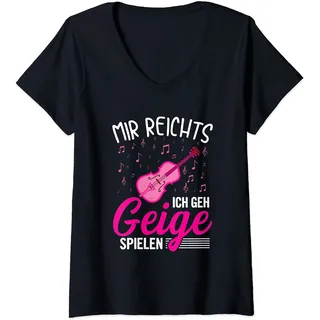 Damen Geige Violine Geiger Musiker Geigenspieler Lustiges Spruch T-Shirt mit V-Ausschnitt
