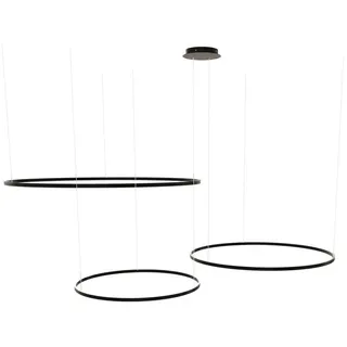s.luce Led-Hängeleuchte 3er Ring Schwarz Ø 150 | 120 | 100cm , Metall , Rund , LED integrated , F , 150x3.3x1.3 cm , Lampen & Leuchten, Innenbeleuchtung, Hängeleuchten, Pendelleuchten