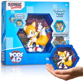 WOW! PODS 4D Classic Tails| Einzigartige verbindbare Wackelfigur zum Sammeln, die aus ihrer Welt in Ihre Welt platzt, Wand- oder Regaldisplay | Sonic Toys und Geschenke | Serie 1 Nr. 484