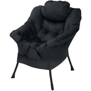ML-Design Relaxsessel Samt 97 x 95 x 82 cm Schwarz mit Armlehnen Kopfkissen und Seitentasche