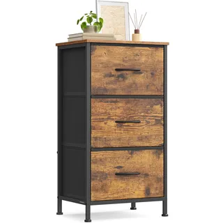 Songmics Sideboard mit 3 Schubladen vintagebraun/tintenschwarz