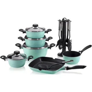 Krüger Aluguss Topf-Set 6-tlg. Fleischtopf + Grillpfanne + Stieltopf