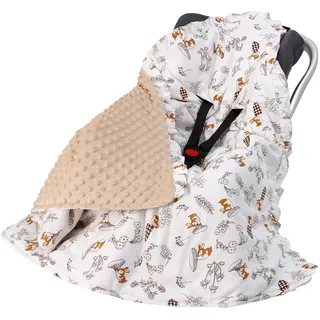 Baby Einschlagdecke für Babyschale 90x90cm Doppelseitig Gesteppte 100% Baumwolle Baby Decke für Kinderwagen Buggy Autositz (Kaninchen)