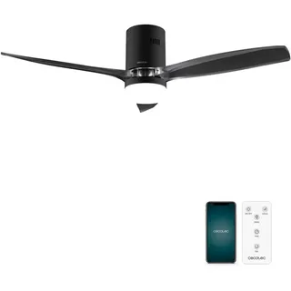 Cecotec Deckenventilator mit Licht EnergySilence Aero 5285 Sun BlackTransparent Connected. 40W, Durchmesser 52”, Fernbedienung, Wifi, Schutzart IP44, 6 Geschwindigkeiten, 3 Flügel, Winter-Sommer-Modus