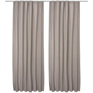 Beautissu Amelie Thermovorhang Kräuselband 140 x 245 cm Khaki 2tlg