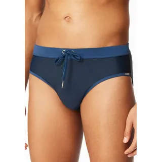 Badehose SCHIESSER "Ocean Swim", Herren, Gr. 9, N-Gr, blau (804, blau), Gewirkt, Obermaterial: 82% Polyamid, 18% Elasthan, Badehosen Badehose, kontrastfarbener Bund mit Kordel