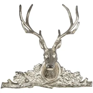 Wanddekoobjekt GILDE "Wandobjekt Hirschkopf Raffi", silberfarben, B:34,5cm H:54cm T:14cm Ø:0cm, Aluminium, Wanddekoobjekte, Wanddekoobjekt
