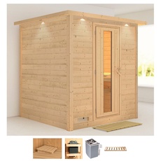 Bild Sauna »Menja«, (Set), 9-kW-Ofen mit integrierter Steuerung beige