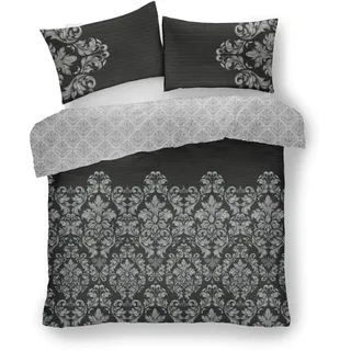 GC GAVENO CAVAILIA Luxuriöses Empire-Bettwäsche-Set, Damast, mit Bettbezug und Kissenbezügen, Polyester-Baumwolle, Schwarz, Einzelbett (135 x 200cm)