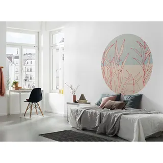Komar DOT runde und selbstklebende Vlies Fototapete - Grassland - Ø Durchmesser 125 cm - Gras, Blätter, Tapete, Wandtattoo, Schlafzimmer, Wohnzimmer, Wanddeko - D1-078