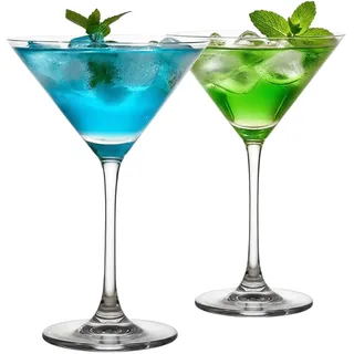 Martini Gläser, Cocktailgläser 2er-Set, Martinigläser 190 ml Cocktail Gläser, Longdrinkgläser, Cocktail Trinkgläser Für Gefrorene Getränke, Perfekt für Cocktail, Martini, Margaritas, Party, Hausbar