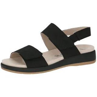 CAPRICE Damen Sandalen flach aus Leder mit Klettverschluss, Schwarz (Black Nubuc), 38