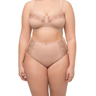 Ulla Popken Damen große Größen Übergrößen Plus Size Shaping-Miederhose, High Waist, seitliche Spitze Champagner 54+ 816430660-54+