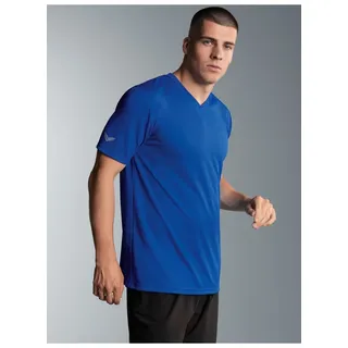 T-Shirt TRIGEMA "TRIGEMA V-Shirt COOLMAX", Herren, Gr. S, blau (royal), Trikot, 100% Polyester (recycelt), lang, V-Ausschnitt, Shirts T-Shirt