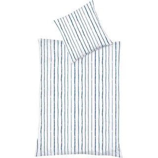 Wendebettwäsche FLEURESSE "Provence Cassis", blau, B/L: 155cm x 220cm, 1 Stk., 1 Stk., Halbleinen, B/L: 80cm x 80cm, 2 Stk., Halbleinen, Obermaterial: 50% Baumwolle, 50% Leinen, Bettwäsche, Wendebettwäsche