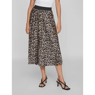 Plisseerock VILA "VINITBAN PRINT SKIRT - NOOS", Damen, Gr. XS (34), schwarz (schwarz aop:hazel), Web, Obermaterial: 96% Polyester, 4% Elasthan, bedruckt, regular fit wadenlang, Röcke Plisseerock