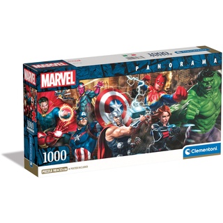 Clementoni Marvel Puzzle 1000 Teile Erwachsene - Panorama Puzzle Erwachsene in 98 x 33 cm - Puzzle Erwachsene anspruchsvoll von Clementoni 39877