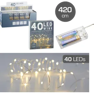 Cepewa LED Lichterkette Mikro 40er 4 m warmweiß Silber