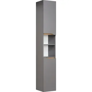 Saphir Hochschrank »Quickset Badschrank 30 cm breit, 2 Türen, 1 Nische, 2 Einlegeböden«, Badezimmer-Hochschrank inkl. Türdämpfer, grifflos grau