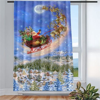 Violetpos Vorhänge Gardinen für Wohnzimmer Schlafzimmer 1 Stück Frohen Weihnachtsmann Weihnachten 135x175cm W/H