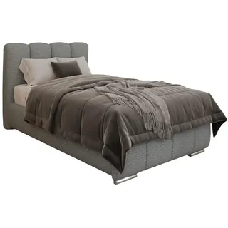 Panda Möbel Polsterbett Zaira 100 x 200 cm mit Bettkasten und Lattenrost, 7-Zonen-Taschenfederkernmatratze Cira (24 cm) – Grau , Holz , Mode , 100x200 cm , Oeko-Tex® Standard 100 , Schlafzimmer, Betten, Polsterbetten