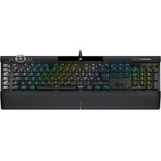 Corsair K100 RGB Opto-mechanische Gaming-Tastatur (OPX RGB-Schalter, RGB LED-Hintergrundbeleuchtung, Keycap Set aus Polycarbonat, abnehmbare magnetische Handballenauflage aus Kunstleder) Schwarz