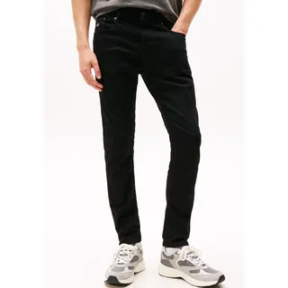 Slim-fit-Jeans TOMMY JEANS "Austin Slim Tapered", Herren, Gr. 30, Länge 30, schwarz (denim schwarz 1bz), Denim/Jeans, Obermaterial: 90% Baumwolle, 8% Elastomultiester, 2% Elasthan, slim fit, Jeans Slim-fit-Jeans, zum Knöchel hin schmaler werdende Jeans mit mittlerer Leibhöhe