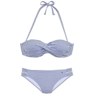s.Oliver Bügel-Bandeau-Bikini Damen hellblau-weiß Gr.34 Cup C