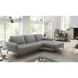 exxpo - sofa fashion Ecksofa »NICEA, erstklassiger Komfort, tolle Details, Holzsockel in eiche geölt« In hochwertiger Verarbeitung und ergonomische Sitzposition, grau
