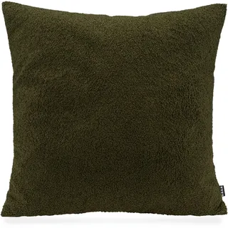 Dekokissen H.O.C.K. "Fino", grün (dunkelgrün, unifarben), B:60cm H:10cm L:60cm, Obermaterial: 100% Polyester. Füllung: 100% Polyester, Dekokissen_Sitzkissen_Kissenhüllen, Dekokissen, Teddy-Plüsch, wärmend, inkl. Füllung, Bezug mit Reißverschluss