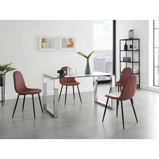 LEONIQUE Esszimmerstuhl Eadwine Polyester rosa