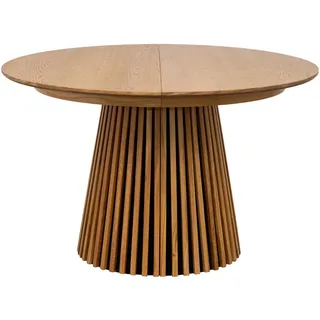 Carryhome Esstisch , Eichefarben , Holz , Eiche , furniert, massiv , rund , Säule , 120x75x120-200 cm , ausziehbar , Holzmöbel, Holztische, Esstische Holz, Esstische furniert