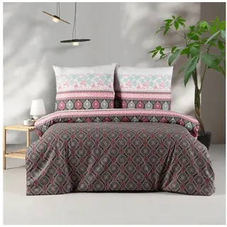 Yadetextil ZIRVEHOME Bettwäsche Set dreiteilig, 200x220 Bettbezug, Baumwolle, orientalisches Design, Izgi