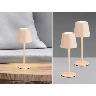 2er SET Outdoor Akku LED Tischlampen Beige kabellos mit Touchdimmer, 21cm klein - Beige