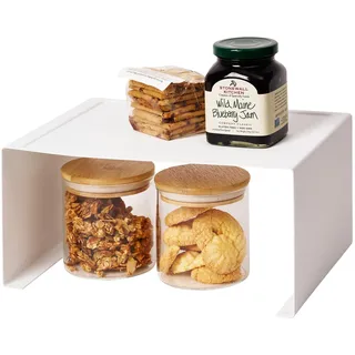 Yamazaki 3791 TOWER Stapelbares Küchenregal, weiß, Stahl, minimalistisch, 30.5 x 22 x 14 cm