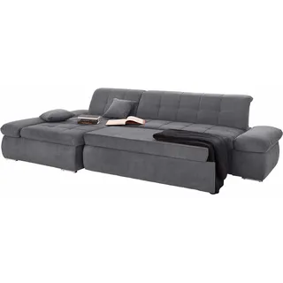 DOMO collection Ecksofa »NMoric XXL, B/T/H: 300/172/80cm, L-Form« wahlweise mit Bettfunktion und Armlehnverstellung, grau,