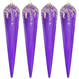 KI Store 30cm weihnachtskugeln kunstsoff 4 Stücke Ornamente für Weihnachtsbaum Christbaumkugeln Plastik Weihnachtsdekoration Kugeln (lila)