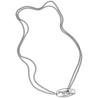Diesel Herren-Edelstahl-Halskette mit Knebelverschluss, Gebürstetes Silber
