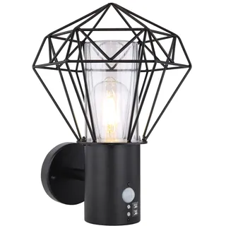 GLOBO Außenleuchte Horace Edelstahl mit Sensor 34 cm Schwarz