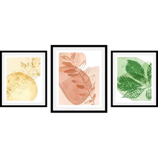 Bild QUEENCE "Set Hermia", orange (farbe rahmen: schwarz, farbe bild(er): orange), B:30cm H:40cm, Acrylglas, Holz, Papier, Bilder, Bild, gerahmt