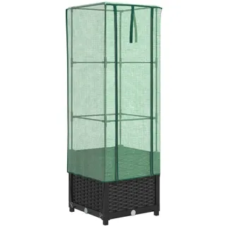 vidaXL Hochbeet mit Gewächshaus-Aufsatz 40 x 40 x 139 cm Schwarz