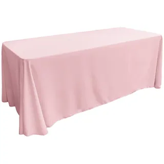 LA Linen Poplin Rechteckige Tischdecke aus Polyester-Popeline, 228 x 332 cm, Hellrosa, 132 x 90 inch (Rectangular)