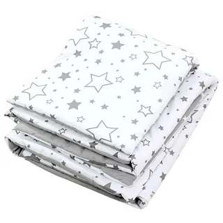 TupTam Kinder Gemusterte Bettdecken Set Ganzjahresdecke Bettdecke Kopfkissen Flachkissen 2tlg., Farbe: Graue Galaxie, Größe: 135x100 cm