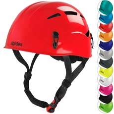 ALPIDEX Universal Kletterhelm für Jugendliche und Erwachsene EN12492 Klettersteighelm in unterschiedlichen Farben, Farbe:Ruby red
