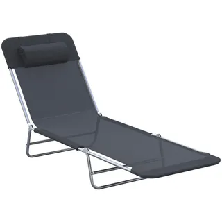Outsunny Gartenliege , Schwarz , Metall, Kunststoff , 56x28x182 cm , Gartenmöbel, Gartenliegen